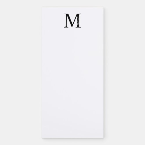 Personalized Black and White Monogram and Name Mag Magnetic Notepad
