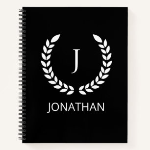Personalized Black And White Monogram initials Notebook