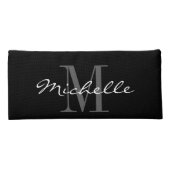 Personalized black and white monogram pencil case (Back)