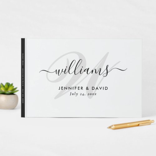 Personalized Black and White Monogram Wedding Guest Book