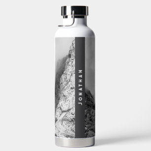 Personalized black and white Mountain adventure Water Bottle