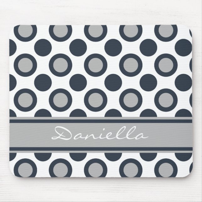 Personalized Black And White Mousepad::Polka Dots Mouse Pad (Front)