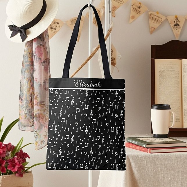 Personalized Black and white musical Tote Bag (Creator Uploaded)