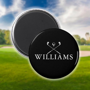 Personalized Black And White Name Golf Clubs Magnet