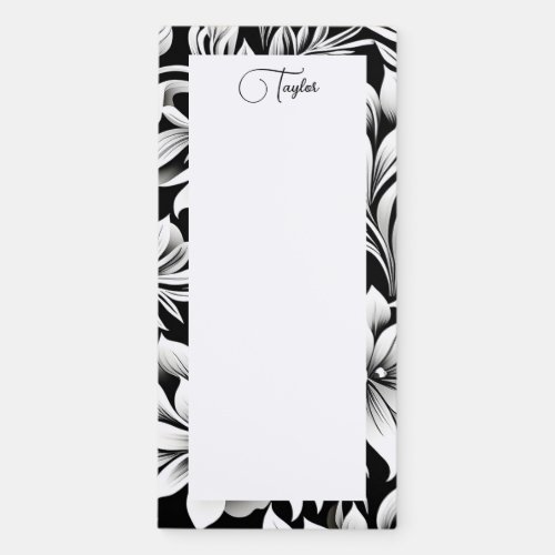 Personalized Black and White Name Magnetic Notepad