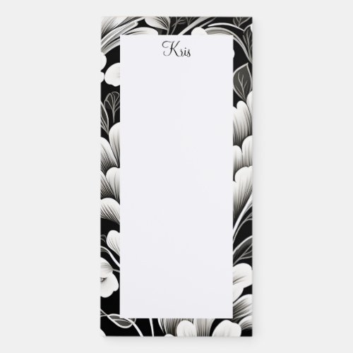 Personalized Black and White Name Magnetic Notepad
