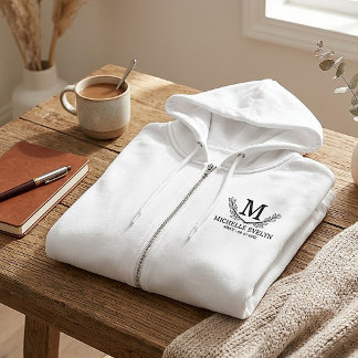 Personalized Black And White Name Monogram Age Hoodie