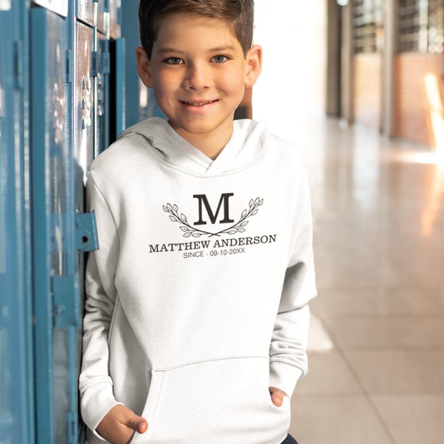 Personalized Black And White Name Monogram Age Hoodie (Creator Uploaded)