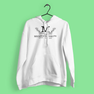 Personalized Black And White Name Monogram Age Hoodie