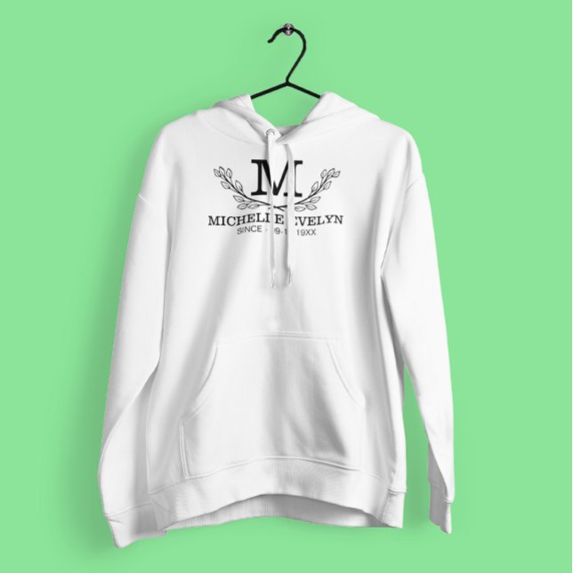 Personalized Black And White Name Monogram Age Hoodie (Creator Uploaded)