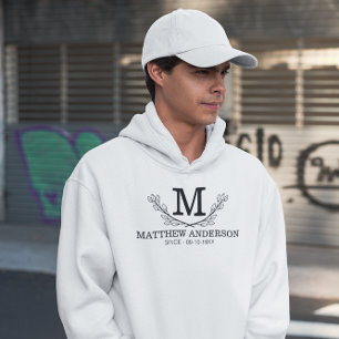 Personalized Black And White Name Monogram Age Hoodie