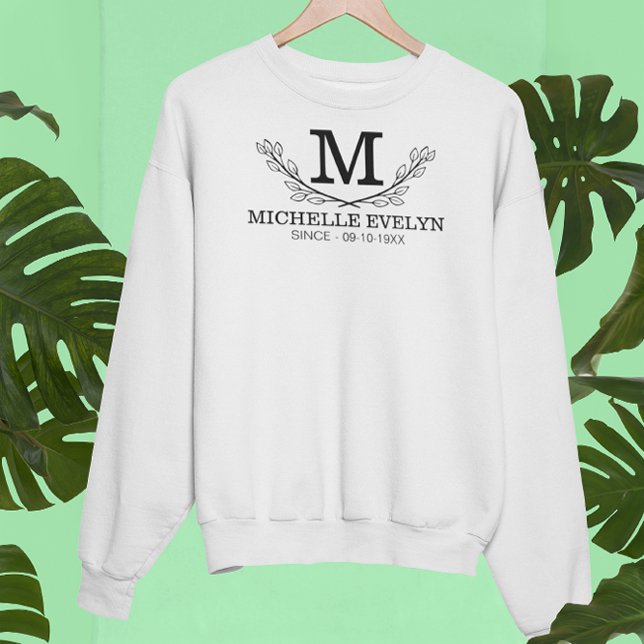 Personalized Black And White Name Monogram Age Sweatshirt (Creator Uploaded)