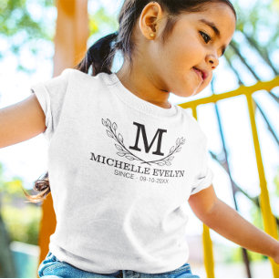 Personalized Black And White Name Monogram Age T-Shirt
