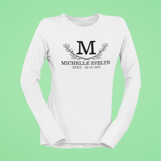 Personalized Black And White Name Monogram Age T-Shirt (Creator Uploaded)