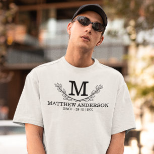 Personalized Black And White Name Monogram Age T-Shirt