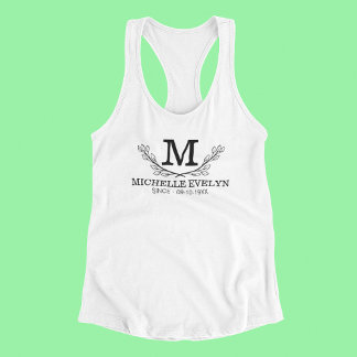 Personalized Black And White Name Monogram Age Tank Top