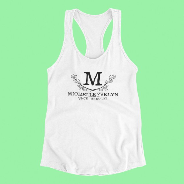Personalized Black And White Name Monogram Age Tank Top (Creator Uploaded)