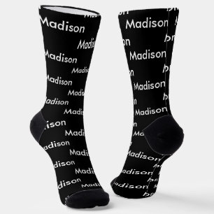 Personalized Black And White Name Pattern Socks