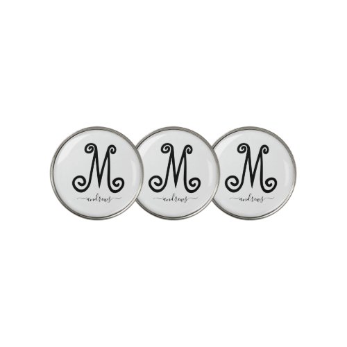 Personalized black and white Name signature  Gol G Golf Ball Marker