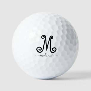 Personalized black and white Name signature Gol G Golf Balls