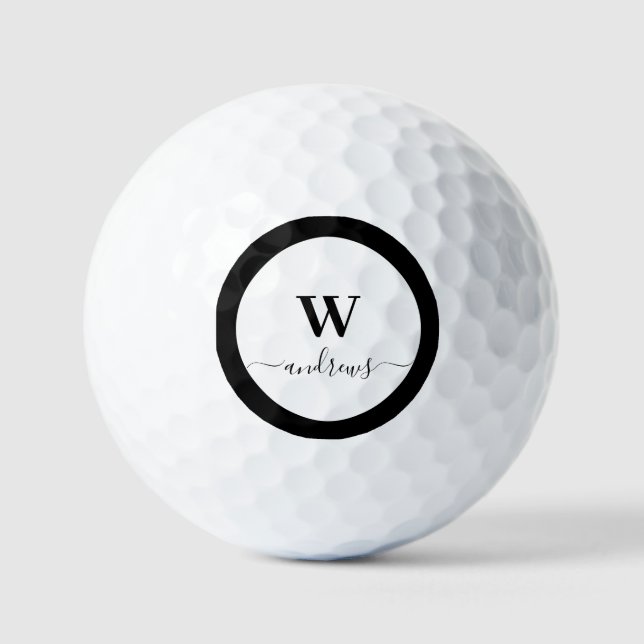 Personalized black and white Name signature  Gol Golf Balls (Front)