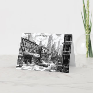 Personalized Black and White New York manhattan Holiday Card
