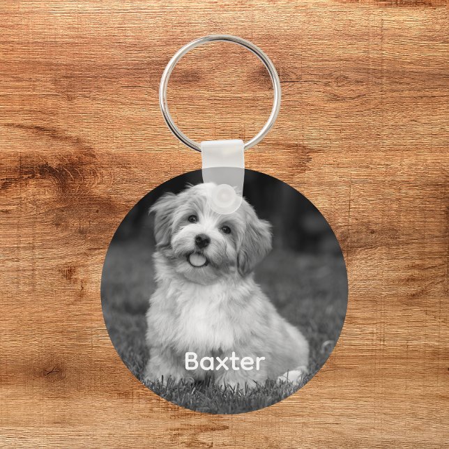 Personalized Black and White Pet Dog Photo  Keychain (Creator Uploaded)