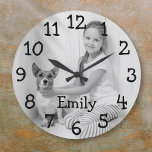 Personalized Black and White Photo Name Large Clock<br><div class="desc">Perfect for nurseries,  bedrooms or any room in your home. A fun design that you can personalize with a loved one's name and photo to create a unique gift. Designed by Thisisnotme©</div>