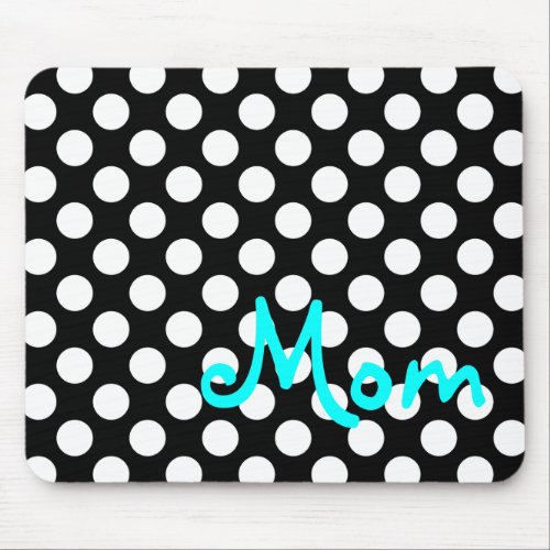 Personalized Black and White Polka Dot Mouse Pad