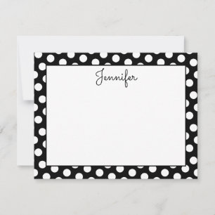 Personalized Black and White Polka Dot Note Card
