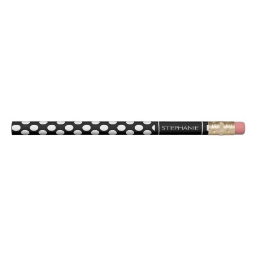Personalized Black and White Polka Dot Pencil