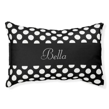 Personalized Black And White Polka Dot Pet Bed by tjustleft at Zazzle
