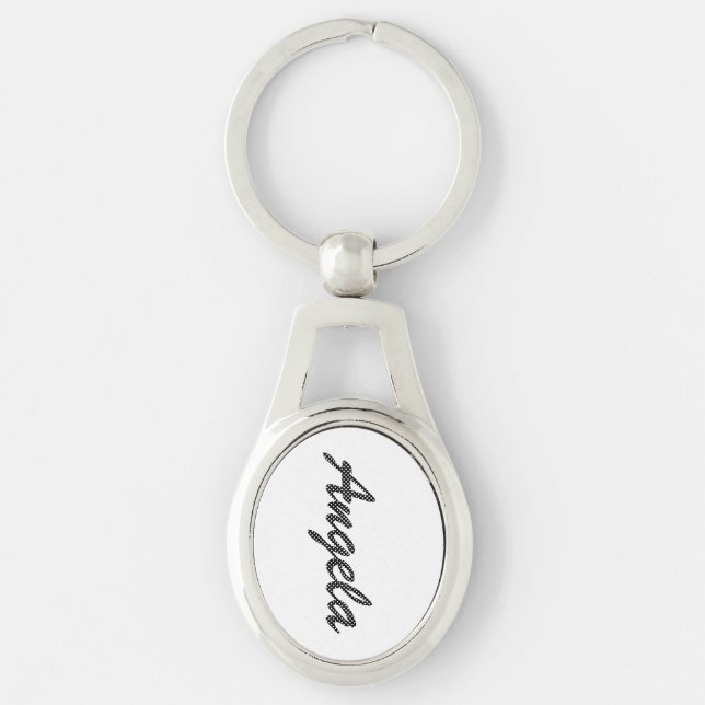 Personalized Black and White Polka Dots Keychain (Front)