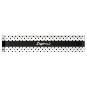 Personalized Black and White Polka Dots Nameplate
