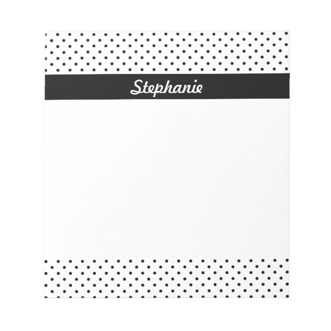 Personalized Black and White Polka Dots Notepad (Front)