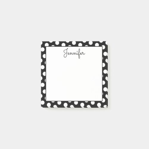 Personalized Black and White Polka Dots Post_it Notes