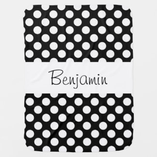 Personalized Black and White Polkadot Baby Blanket