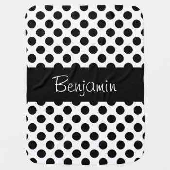 Personalized Black And White Polkadot Baby Blanket by tjustleft at Zazzle