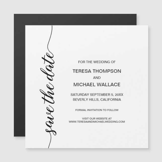 Personalized Black and White "Save the Date"  (Front/Back)