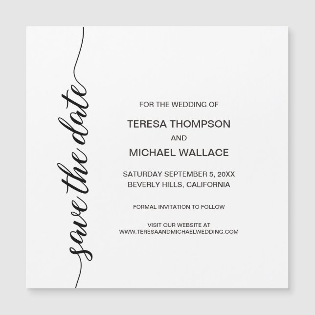 Personalized Black and White "Save the Date"  (Front)