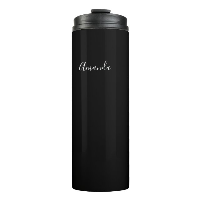 Personalized Black and white script chic Thermal Tumbler (Front)