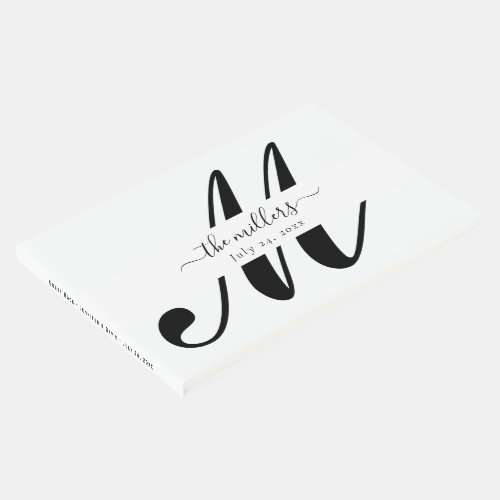 Personalized Black and White Script Monogram Guest Guest Book