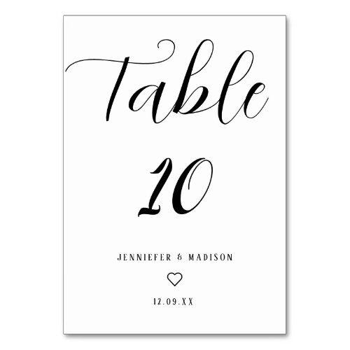 Personalized Black And White Script Table Number