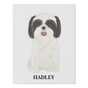 Personalized Black and White Shih Tzu Faux Canvas Print