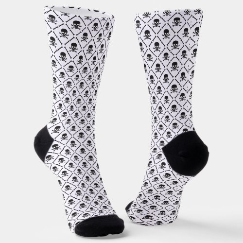 Personalized Black and White Skull pattern  Socks