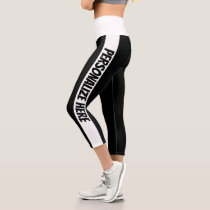 Personalized Black And White Striped Capri Leggings Personalized Black And White Striped Capri Leggings