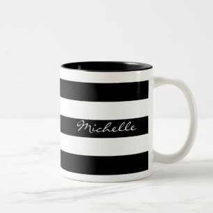 Personalized Black and White Striped Mug