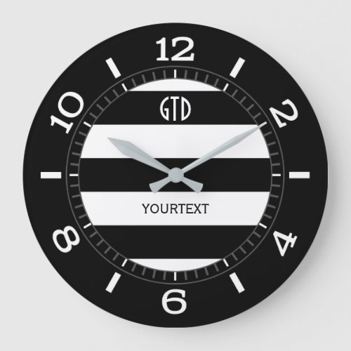 Personalized Black and White Stripes Dial on Large Clock