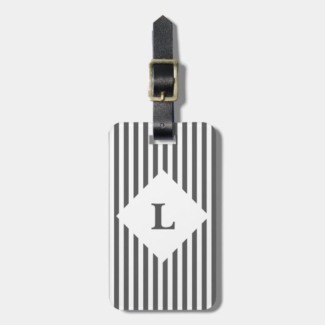 Personalized Black and White Stripes luggage tag (Front Vertical)