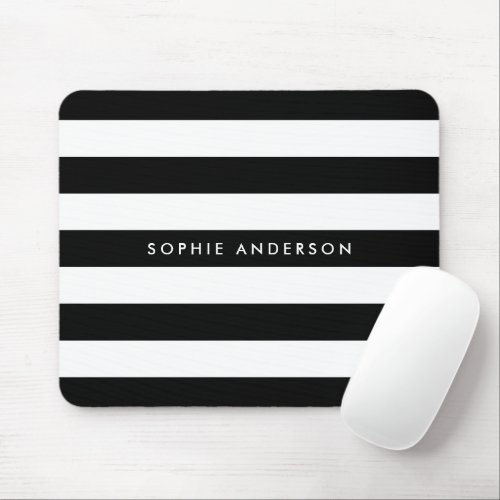 Personalized Black and White Stripes Mouse Pad
